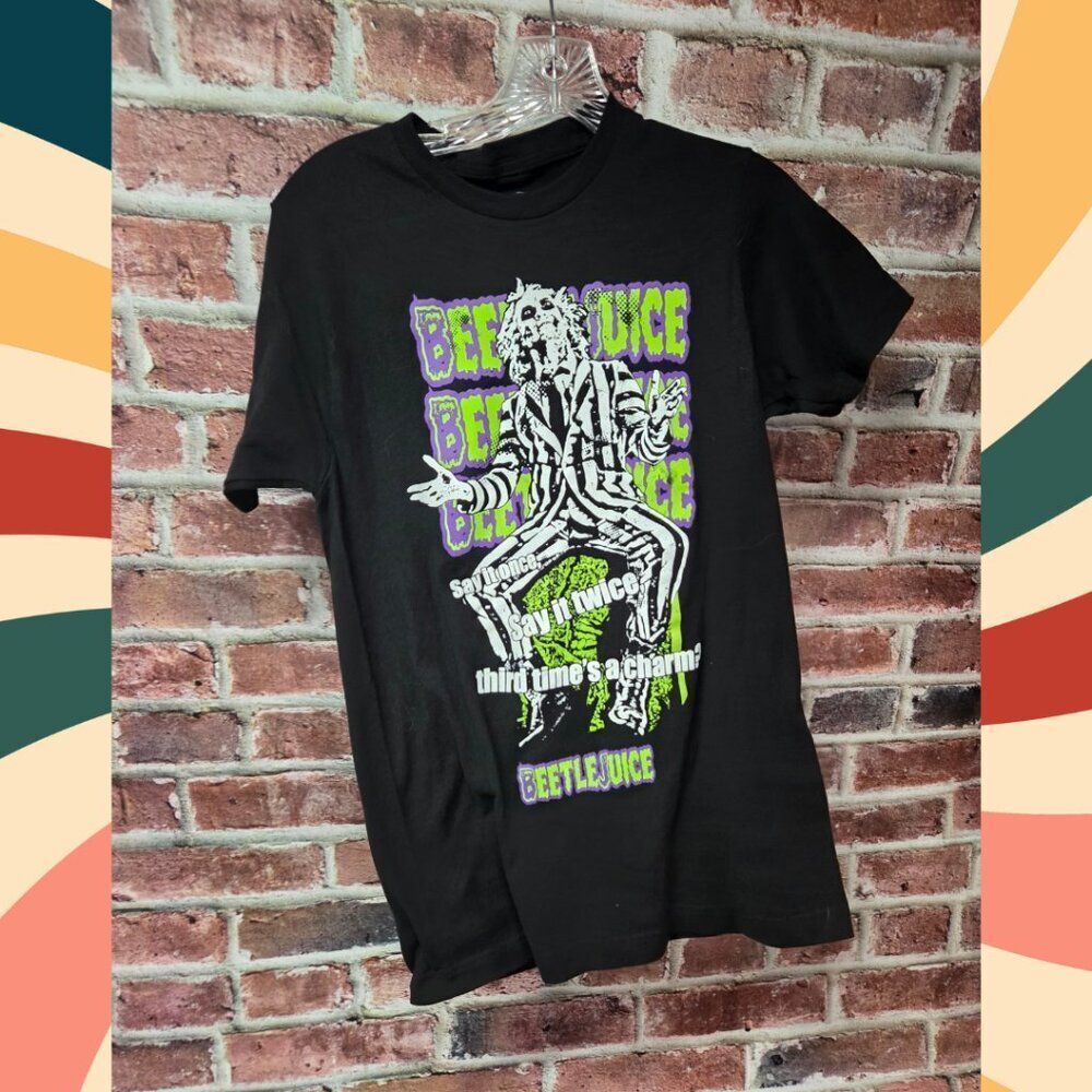 Beetlejuice Graphic T-Shirt | Unisex Small | Black Horror Tee | 100% Cotton